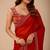 Red embellished embroidered organza heavy work saree