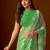 Green leheriya beads and stones  chiffon saree