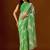 Green leheriya beads and stones  chiffon saree