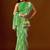 Green leheriya beads and stones  chiffon saree