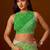 Green leheriya beads and stones  chiffon saree