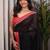 Black woven design sequinned satin saree
