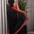 Black woven design sequinned satin saree