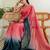 Pink polka dot zari jute silk saree