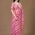 Pink striped beads and stones organza saree