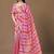 Pink striped beads and stones organza saree