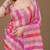 Pink striped beads and stones organza saree
