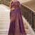 Purple beads and stones organza heavy work saree