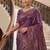 Purple beads and stones organza heavy work saree