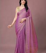 Purple women ethnic motifs woven design saree