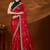 Red floral embroidered organza saree