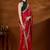 Red floral embroidered organza saree