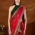 Red floral embroidered organza saree