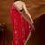 Red floral embroidered organza saree