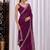Purple floral embroidered  chiffon saree