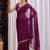 Purple floral embroidered  chiffon saree