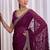 Purple floral embroidered  chiffon saree