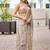 Beige floral beads and stones tissue saree