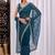 Teal floral embroidered  chiffon saree