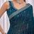 Teal floral embroidered  chiffon saree