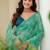 Green batik beads and stones jute cotton saree