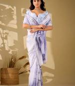 Off white beads and stones organza women  saree
