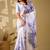 Off white beads and stones organza women  saree