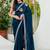 Teal embroidered silk blend saree
