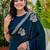 Teal embroidered silk blend saree