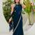 Teal embroidered silk blend saree