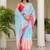 Multicolor bandhani beads and stones jute cotton saree