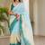 Blue batik beads and stones jute cotton saree