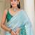 Blue batik beads and stones jute cotton saree
