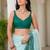 Blue batik beads and stones jute cotton saree
