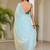Blue batik beads and stones jute cotton saree