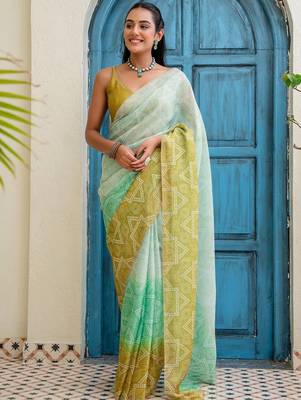 Multicolor ombre beads and stones jute cotton saree 3
