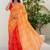 Red bandhani beads and stones jute cotton saree