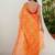 Red bandhani beads and stones jute cotton saree