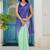 Blue bandhani beads and stones jute cotton saree