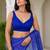 Blue bandhani beads and stones jute cotton saree