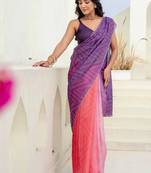 Multicolor bandhani beads and stones jute cotton saree