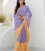 Purple embroidered  chiffon saree