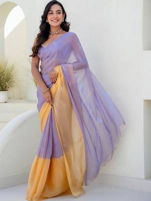 Purple embroidered  chiffon saree 3