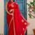 Red floral beads and stones silk blend saree