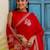 Red floral beads and stones silk blend saree