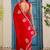 Red floral beads and stones silk blend saree
