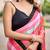 Multicolor striped sequinned organza saree