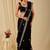 Black ethnic motifs embroidered organza saree