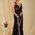 Black ethnic motifs embroidered organza saree