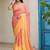 Orange orange yellow colourblocked  chiffon saree with blouse piece